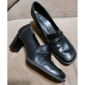 Naturalizer Women's Black Block Heel Genuine‎ Leather Loafers, Size 7